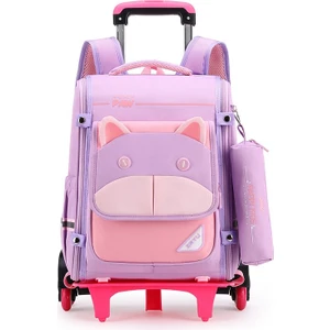 Love Home Lovehome Çocuklar Için Büyük Kapasitelii Çekçekli Tekerlekli Sırt Çantası - Mor (Yurt Dışından)