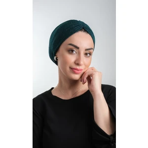 Hürrem Bone Zümrüt Pratik Hazır Geçmeli Tesettür Bone Fukuro Simli Büzgülü 2116_37