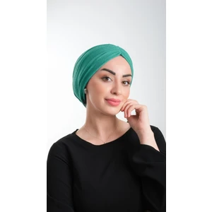 Hürrem Bone Petrol Yeşili Pratik Hazır Geçmeli Tesettür Bone Fukuro Simli Büzgülü 2116_19
