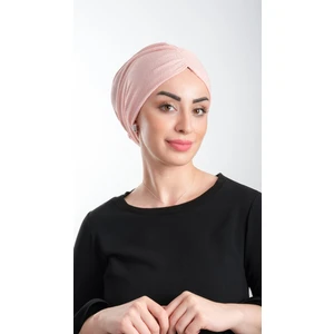 Hürrem Bone Pudra Pratik Hazır Geçmeli Tesettür Bone Fukuro Simli Büzgülü 2116_06
