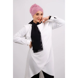 Hürrem Bone Gül Kurusu Pratik Hazır Geçmeli Tesettür Bone Sandy Kumaş Taşlı 1456_18