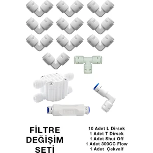 Su Arıtma Tamir Seti-Dirsek, Shut Off, Çekvalf, Atık Kısıcı
