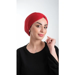 Hürrem Bone Kırmızı Pratik Hazır Geçmeli Tesettür Bone Fukuro Simli Büzgülü 2116_31