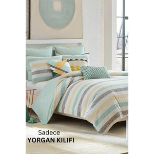 Ely Parker Kolay Ütülenebilir Çift Yönlü Yorgan Kılıfı-Tek Kişilik Yatak (160X220) Antrasit-Yeşil-Beyaz