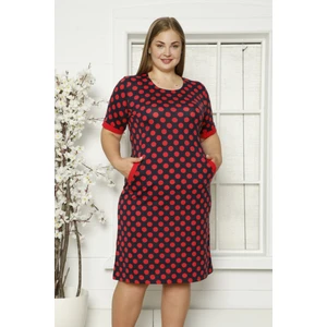 Intensive Collection Puantiyeli Cepli Biyeli Kısa Kollu Penye Modal Büyük Beden Pamuklu Elbise