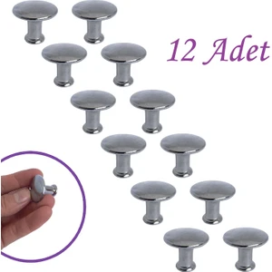 Düz Düğme Krom Kulp Mobilya Çekmece Dolap Kapak Kulbu Metal Kulp Aksesuarları Vidalı (12 Adet)