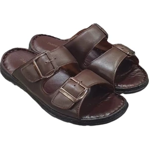 Pierre Cardin Çift Bantlı Tokalı  Deri Erkek Terlik