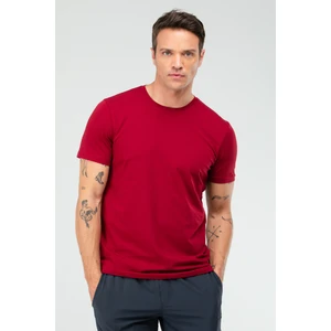 Bordo Regular Pamuklu O Yaka Kısa Kol Basic Erkek Tişört XF1708
