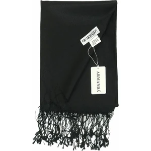 Saf İpek Siyah Şal 70 x 200 cm Düz Desen 