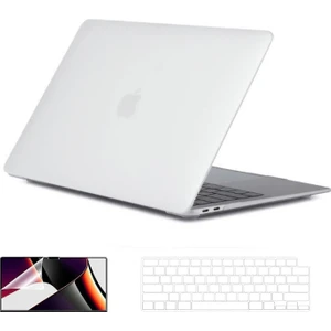 Apple MacBook Air 13.6 M2 Çipli 2022 Darbelere Dayanıklı Buzlu Matte Ön Arka Kapak Kılıf ve Koruyucu Set A2681
