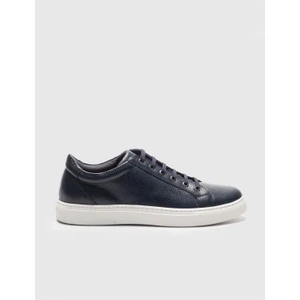 Hakiki Deri Lacivert Bağcıklı Erkek Sneaker Ayakkabı