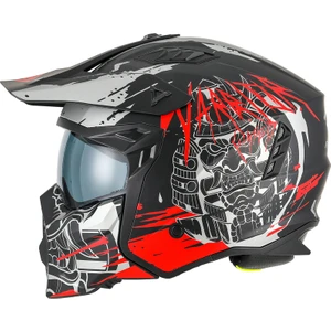 X1-X Seul Matt Warrior Black Grey Red Modüler Kask - Xl