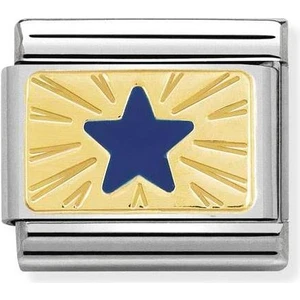 Composable Classic Dekoratif Link - Plakalar - Mavi Yıldız - (41 Star Blue) 18K Altın