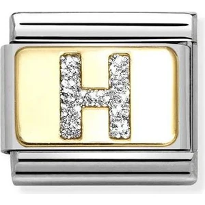 Composable Classic Dekoratif Link - Harfler Pırıltılı - H - (08 H) 18K Altın