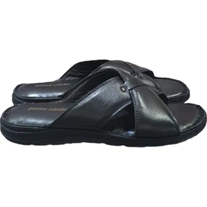 Pierre Cardin Üstü Çapraz Puflu Taban  Deri Erkek Terlik