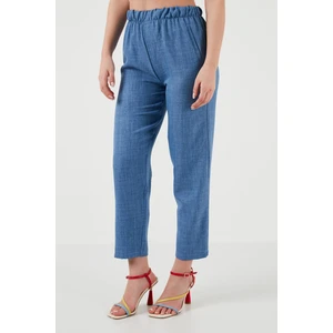 Beli Lastikli Keten Görünümlü Pantolon Bayan PANTOLON 5865797