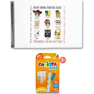 Akademi Çocuk Tükenmez Resim Defteri 1 Ressam Kediler & Carioca Baby 6'lı Boyama Kalemi