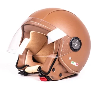 701 Kahverengi Deri Açık Kask