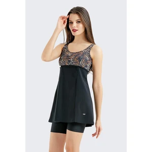Taytlı Elbise Mayo C14380 Siyah/kahverengi