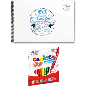 Akademi Çocuk Tükenmez Resim Defteri 2 & Carioca Joy Yıkanabilir 12'li Keçeli Kalem