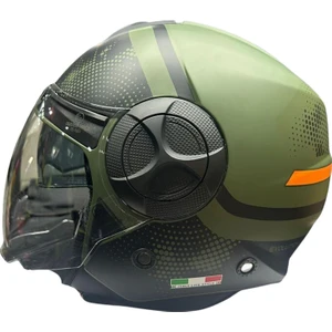 737 Gemini Army Green Güneş Vizörlü Yarım Motosiklet Kaskı - Xxl