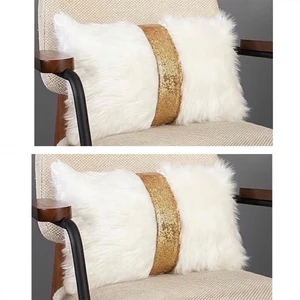 Yılmaz Home 2’li Peluş Şeritli Dikdörtgen Dekoratif Kırlent Kılıfı