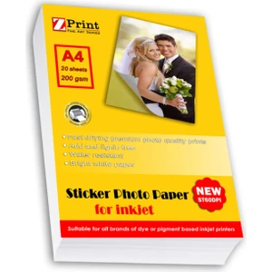 Epson L4266 Yapışkanlı Sticker Fotoğraf Kağıdı 200 gr A4 20 Yaprak