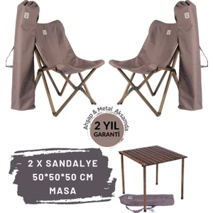 Bag The Joy Ahşap Katlanır Masa Sandalye Seti Antrasit - Koyu Gri Kılıf 50X50X50 Antrasit Masa