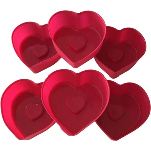Pink Rose Kırmızı 12LI Mini Silikon Kalp Kek Kalıbı,muffin Kalıbı 12ADET
