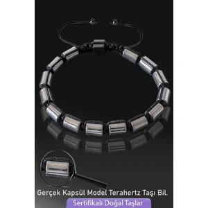 Tesbih Atölyesi Sertifikalı Kapsül Model Gerçek Terahertz Taşı Bileklik - Titreşim Taşı