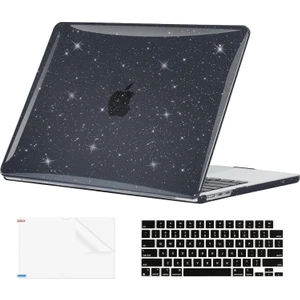 Apple Macbook Air 13.6 M2 Çipli 2022 Simli Shiny Parlak Ön Arka Kapak Kılıf ve Koruyucu Set A2681