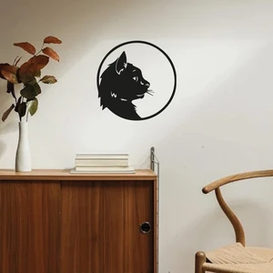 Emach Dizayn Kedi Temalı Yuvarlak Ahşap Duvar Dekoru Tablo