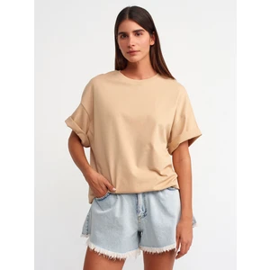 30310 Pamuklu Oversize T-Shirt-Bej