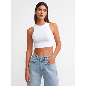 20820 Dikiş Efektli Crop Top-Beyaz