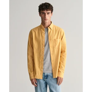 Erkek Sarı Regular Fit Düğmeli Yaka Çizgili Oxford Gömlek 3240056.779