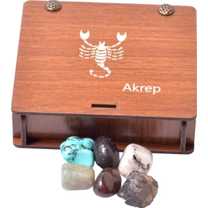 Taş Sandığı Akrep Burcu Doğal Taş Seti - Ahşap Kutulu