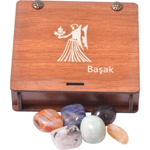 Taş Sandığı Başak Burcu Doğal Taş Set - Ahşap Kutulu