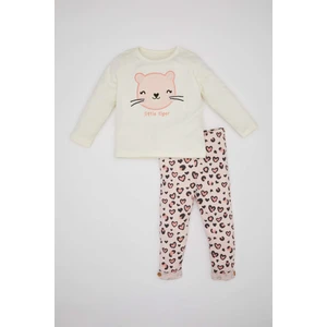 Kız Bebek Baskılı Uzun Kollu Tişört Leopar Desenli Tayt 2'li Takım C1613A524SP