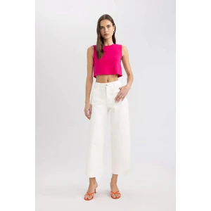 Culotte Gabardin Pantolon Yüksek Bel Basic Düz Cepli Geniş Bol Paça C7535AX24SM