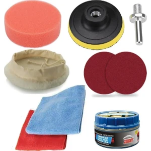 Araç Kaporta Boya Tampon Cizik Giderici Pasta Cila Seti Boya Temizleme Parlatma Polisaj Seti Matkap