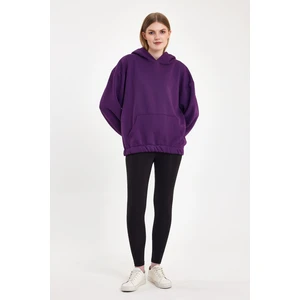 Kef Clothing Mor Hoodie, Oversize Hoodie, Kadın Hoodie, Kanguru Cepli Hoodie, Lastikli Hoodie