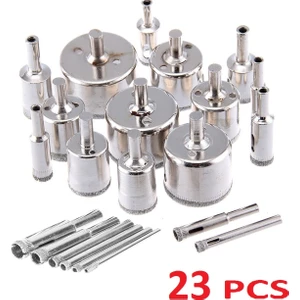 Tam Set 3mm-60mm Mermer Granit Fayans Cam Yuvarlak Delme Panç Elmas Matkap Için Boru Karot