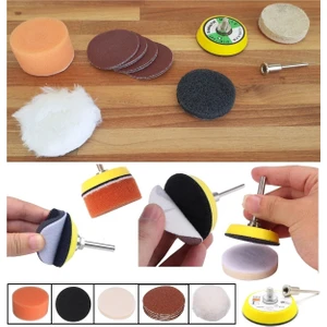 Dremel Proxxon Makineleri Için Polisaj Seti Cırtlı Taban Yün Keçe Zımpara Bone Skoch Sünger 16 Pcs