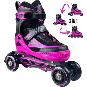 Siyah Inline Paten Beyaz LED Işıklı Silikon Teker Taj-J1 Pro 3 In 1 Teker Ayarlı