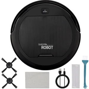 Otomatik Robot Temizleyici Akıllı Zemin Robotu Elektrikli Süpürge Otomatik Temizleyici Kenar Temiz Ev Zemin Süpürme Robotu, Siyah (Yurt Dışından)