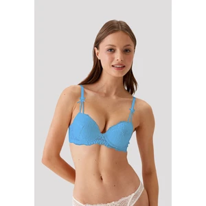 Pierre Cardin 6813 2'li Ekonomik Paket Milan Destekli - Pushup A.mavi-Ekru Dantelli Sütyen Set