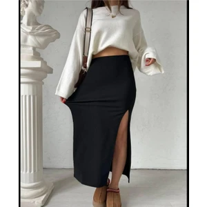 Kadın Ottoman Yanı Yırtmaçlı Uzun Etek