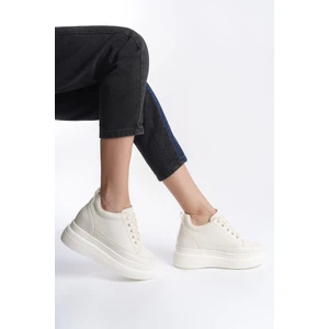 Kadın Içten Gizli Topuklu Ten Krem Spor Ayakkabı Sneaker