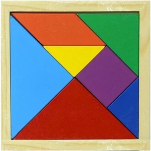 Capella Wood Works 7 Parça Eğitici Renkli Ahşap Orta Boy Tangram Akıl Zeka Mantık ve Strateji Oyunu