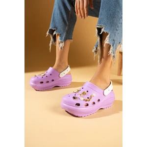 Pembe Potin Kalın Taban Tokalı Comfort Eva Kadın Sandalet DNZ602-24